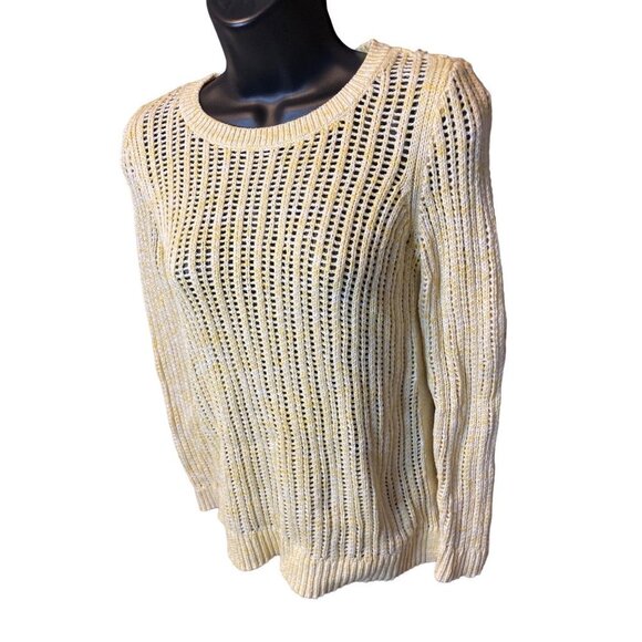 Talbots Yellow Open Knit Cotton Pullover Sweater Sz S - Picture 3 of 10